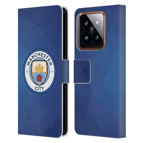 Head Case Designs Officially Licensed Manchester City Man City FC Obsidian Full Colour Badge Geometric Leather Book Wallet Case Cover Compatible with Xiaomi 14