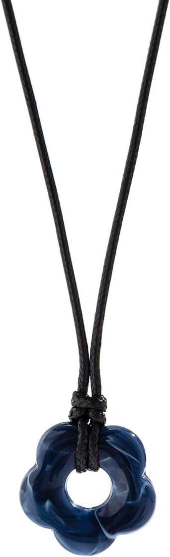 Tenghong2021 Y2K Flower Charm Pendant Necklace for Women - Black Leather Cord With Colorful Acrylic Flower Shape String - Red Pendant Jewelry - Image 2