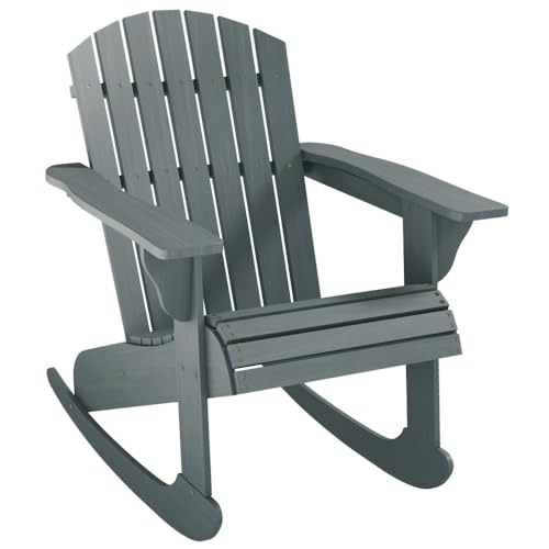 callmego Wooden Adirondack Rocking Chair Slatted Design and