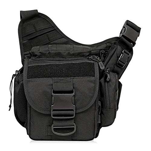 OYHN Sac bandoulière Camouflage/Sacoche Tactile Léger Tactical Small One Strap Sling Molle Backpack, Black Cover