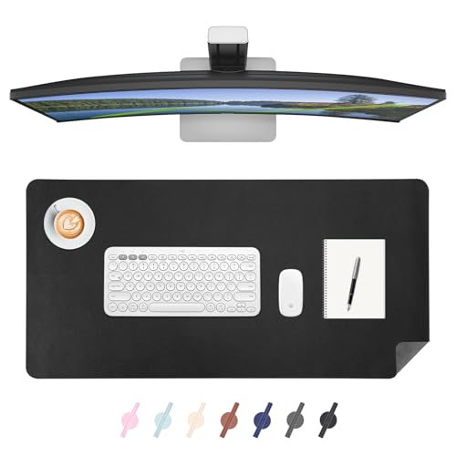 Leather Desk Mat, Large Mouse Mat, Non-Slip Desk Pad Desk Protector Mat, Waterproof PU Leather Laptop Mat Table Mat Desk Writing Pad for Office and Home (Black,23.6" x 13.7")