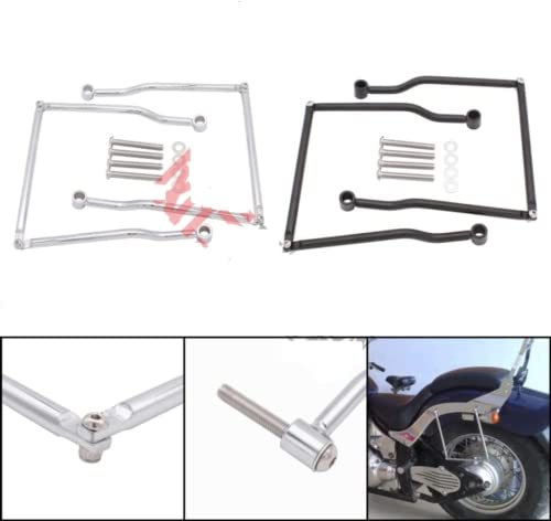 Barra de soporte para alforjas para motocicleta Yamaha V-Star, Drag Star, Virago, Royal Star y Wild Star - Cromo/Negro miniatura 7