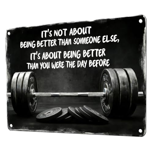 KIYOYO Motivational Gym Metal Sign Weightlifting Wall Decor Vintage Inspirational Fitness Quote Wall Art Tin Poster Home Gym Weight Workout Room Garage Exercise Area Gift for Fitness Lovers 12x16 Inch