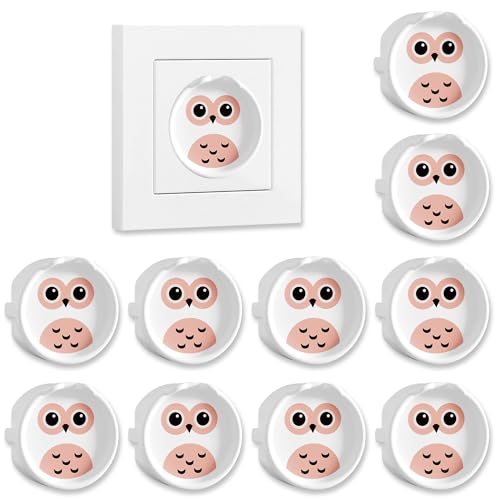 VntMQP Lot de 10 cache-prises F en silicone - Protection décorative contre la poussière - Pour la cuisine et la buanderie - Protection contre les éclaboussures (10Hibou/Blanc)