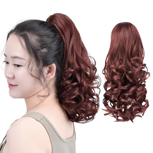 SYXLCYGG Auburn Clip Ponytail Wavy 14" 4.5 OZ Claw Clip Ponytails Hairpiece