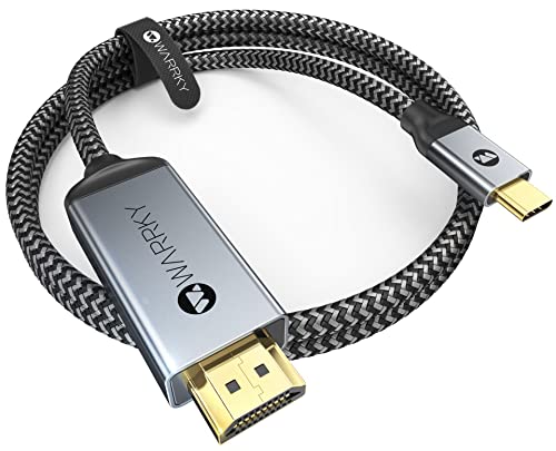 WARRKY USB C auf HDMI Kabel, |4K 60Hz 2K 144Hz| Thunderbolt 3/4 auf HDMI Konverter, [HDR, HDMI 2.0] Kompatibel mit iPhone 16 Serie, MacBook Pro/Air, iPad Mini 6/Pro/Air, Galaxy S8 zu S24, usw - 3M
