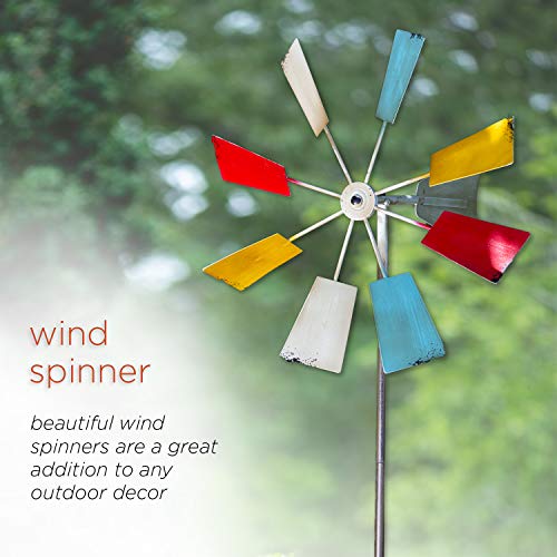 Alpine Corporation Kiy102Mc Alpine Metal Windmill Stake-Kinetic Outdoor Yard Art Decor-Multi-Color-12 X Wind Spinners, 12"L X 13"W X 52"H, Multi Color #TOP13