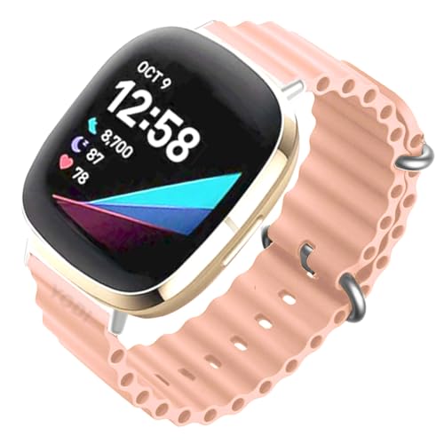 Image of YODI Watch Band Compatible with Fitbit Versa 4 / Fit bit Versa 3 / Fitbit Sense /Sense 2 Band, Soft Replacement Silicone Wristband for Women Flexible Waterproof Sport Watch Strap for Men Large