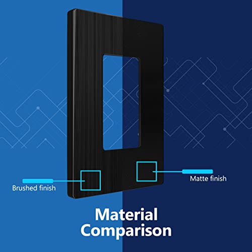 Image of LIDER Decorator Switch Cover, Screwless Wall Plate, Mid-Size 1-Gang 4.88 inch x 3.11 inch, LSWP-31M-BBK, UL Listed, Thermoplastic, Brushed Black, 1-Pack