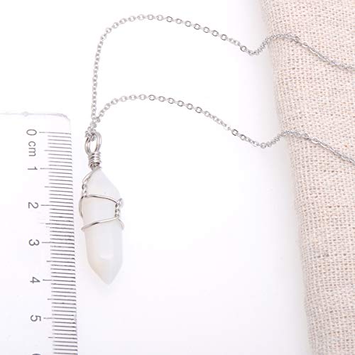 Paialco Hand Wired Created Opal Crystal Point Healing Chakra Pendant Necklace #TOP3