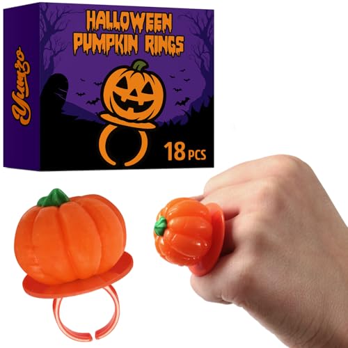 Halloween Candy Ring Pops, 18 Pieces of Halloween Hard Candy Individually Wrapped, Perfect Pumpkin Suckers for Trick or Treaters and Party Favors, Ideal Candy Rings for Sharing and Snacking - image 1