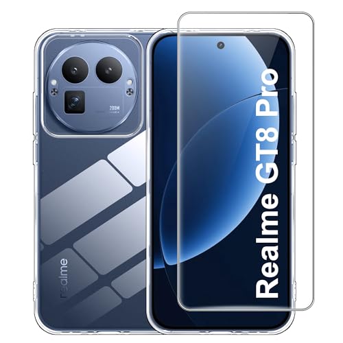 Suttkue Capa para Realme GT8 Pro com protetor de ecrã, de alta qualidade, borracha TPU macia, resistente a riscos, proteção completa flexível