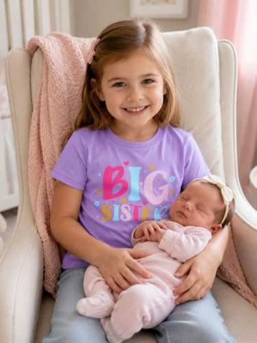 Image of Funnycokid Big Sister Shirts for Girls Pregnancy Announcement 1-7 Years