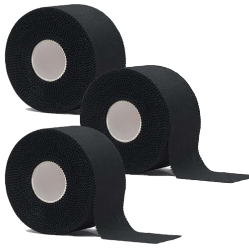 Maestro Athletic Sports Tape for Athletes and Trainers - Strong Adhesive Training Tape - No Sticky Residue - Breathable Support for Gymnastics, Soccer, Boxing, Lacrosse (Black, 3 Pack)
