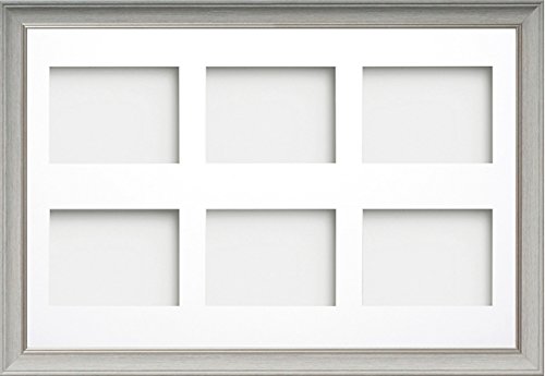 Frame Company Pale Grey Frame With White Mount Drummond Pale Grey Multi-Aperture Photo Frame With Mount 30X20 For 8X6 (X6)