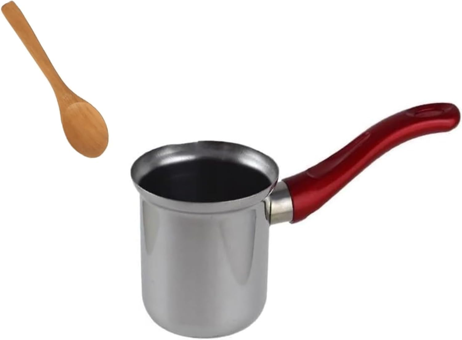 Turkish Coffee Pot, Sauce Maker, Milk Butter Warmer Greek Arabic Coffee Maker Cezve Briki and Wooden Spoon