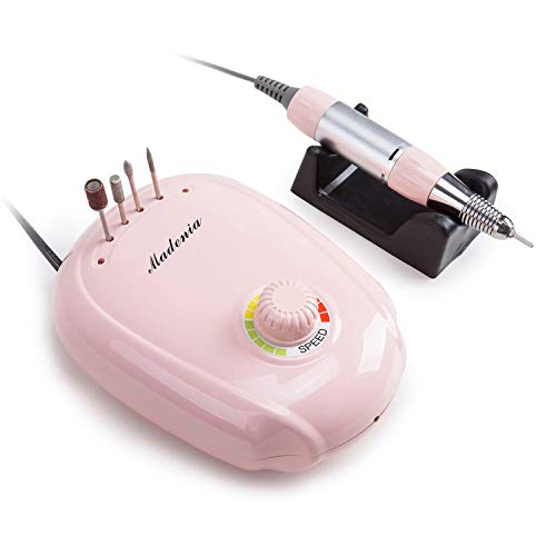 Madenia Nail Drill, Electric Nail File with Foot Pedal, 35000rpm Efile Nail Drills for Acrylic Nails, 110V Only, Pink