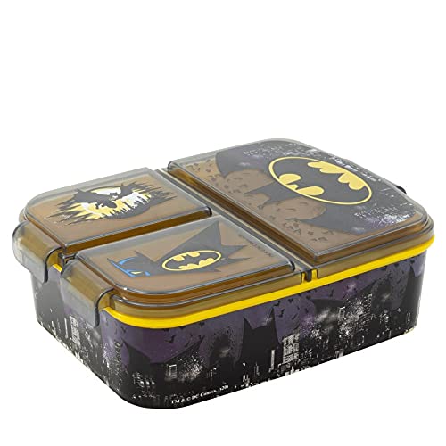 OM SUPPLIES Batman Reusable Sandwich Lunch Box 3 Multi Compartment Kids Children School (Batman)