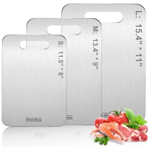 Stron- Dura Cutting Board - 304 Food Grade Stainless Steel Cutting Boards for Kitchen- for cutting Meat, Fruit, Vegetables, Outdoor or Indoor,thicker version 11.5 * 8" (1 ， Small) Cover