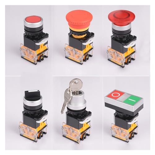 Interrupteur bouton 1NO/1NC avec indicateur LED 220V stop lock - 5