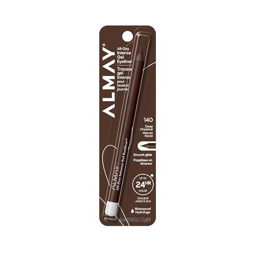 Gel Eyeliner by Almay, Waterproof, Fade-Proof Eye Makeup, Easy-to-Sharpen Liner Pencil, 140 Deep Chestnut, 0.045 Oz