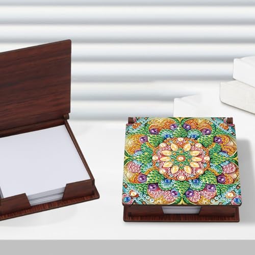 TDFERAN Boîte à notes de bureau brillante avec 160 blocs de papier vierge non collant - Boîte à notes encourageante pour recettes de bureau - Mandala vert - Boîte à notes faite à la main – vue 6