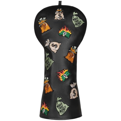 Money Bag Golf Driver Headcover with Burning Cash Design