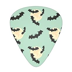 Lot de 12 médiators pour guitare basse électrique et acoustique Motif chauve-souris Lune - Les Beatles, Paul McCartney, John Lennon, RIngo Starr, George Harrison
