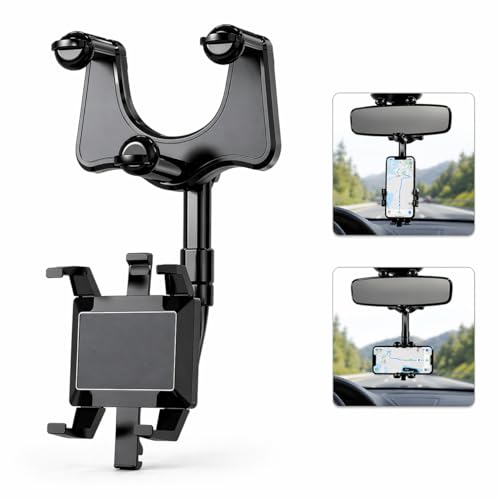 Suporte de Retrovisor Veicular para Celular – Giratório 360° e Retrátil, Ideal para GPS, Waze e Motoristas de App