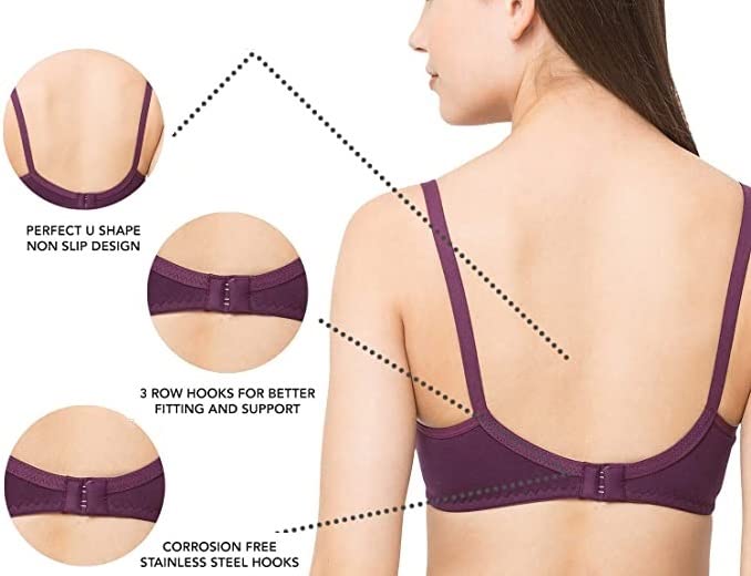 MomToBe Women's Cotton Padded Wire-free Feeding Bra (Pink::Purple::Maroon, 32) 3