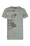 Camp David Herren Bunt meliertes T-Shirt mit Used Prints