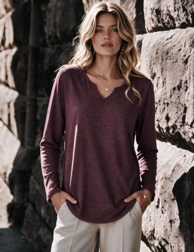 Image of Zeagoo Long Sleeve Shirts for Women Fall Tops Casual V Neck Blouses Tunic