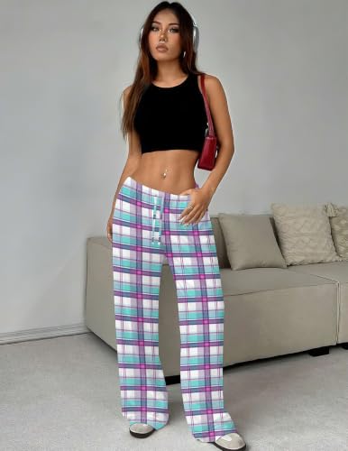 Image of Ekouaer Women Pajama Pants Comfy Pj Bottom with Pockets Stretch Plaid Sleepwear