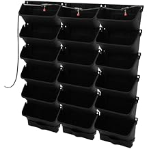 Self Watering Wall Planter with 18 Pots, Wall Planters for Indoor Plants, Vertical Garden Planter, Wall Mounted Plastic Plant Grow Pots for Fruits Vegetables Flowers Herbs Black