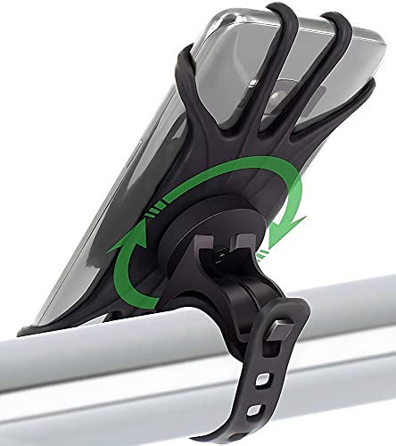 Image of Motorcycle Holder Stand Bicycle Holder 360 Degree Rotating Bike Stroller Silicone Snap Easy Installation Holder (Black)