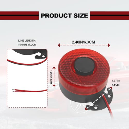 Car Back-up Alarm - 12V/24V 105dB Backup Horn Auto Warning - Reverse Beeper with Wire/Light - Waterproof Sound Loud and Clear for Different Cars