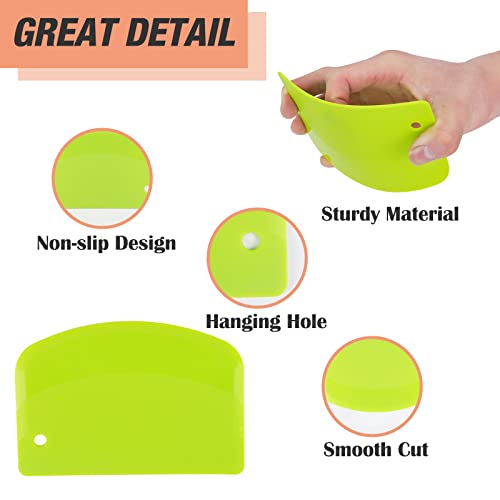 Grafken 2Pcs Dough Scraper Plastic Dough Cutter Bench Scraper Dough Bowl Spatula Multipurpose Food Scrappers Kitchen Tool For Dough, Pastry, Pizza, Bread, Baking Cake Fondant Icing And More #TOP2
