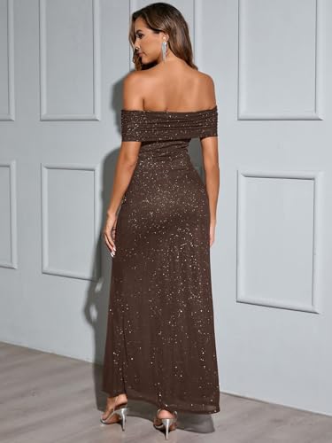 KUTUMAI Women Off Shoulder Bodycon Maxi Long Dress Mesh Ruched Elegant Formal Wedding Guest Dresses3