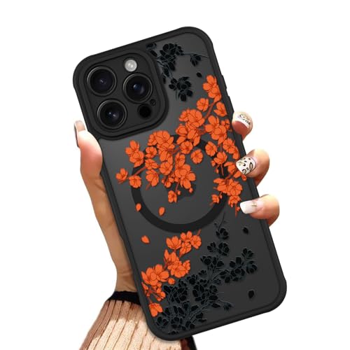 OOK Orange Floral Flowers Phone Case Made for iPhone 16 Pro Max 6.9 Inch