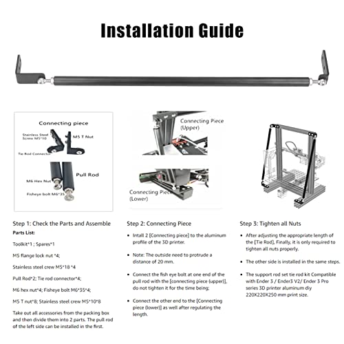 Ensemble de tiges de support en alliage rigide pour châssis Ender 3 220x220mm - 5