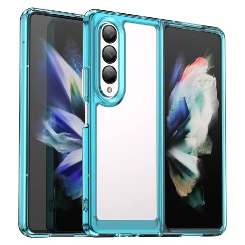 Krkis Armor Crystal Clear Blue Transparent Premium Front and Back Case Cover for Samsung Galaxy Z Fold3 5G / Samsung Fold 3 (Blue-Ipkay) (B0BD94HW1V) Amazon Price History, Amazon Price Tracker