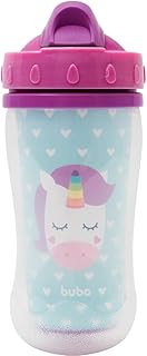 Copo Parede Dupla com Canudo Animal Fun-Unicornio, BUBA, Colorido, Tamanho Único