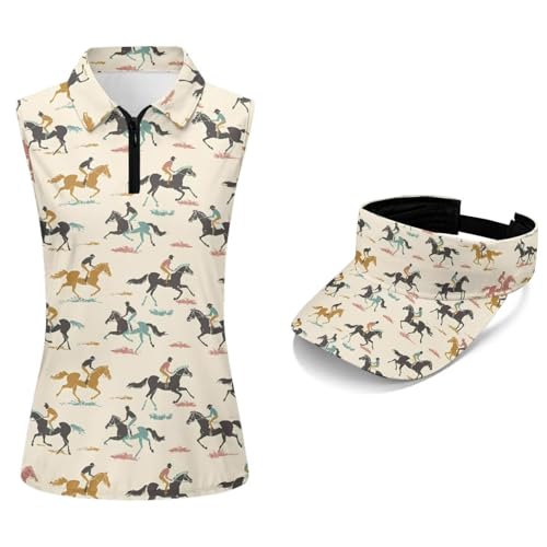 POLERO Horse Race Derby Golf Shirts for Woman Matching Golf