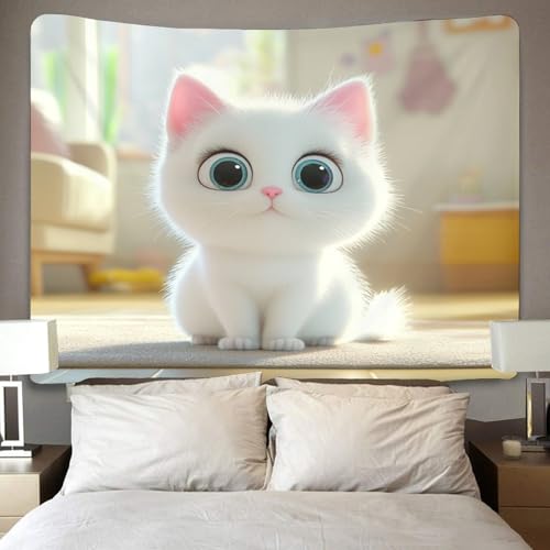 Couverture murale 3D chat mignon tapisserie murale et tenture en polyester