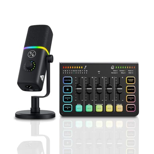 Image of Audio Array RGB Gaming Bundle|RGB USB Dynamic Microphone with Sound Card - Mute, Volume Control, Monitoring, Noise Cancellation, Voice Effects|for Streaming, Podcasting, Gaming, Singing - GB-04