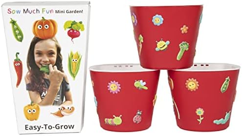 Window Garden Sow Much Fun Seed Starting, Vegetable Planting and Growing Kit for Kids, 3 Self Watering Planters, Soil, Seeds and Puffy Stickers. No Mess, Easy, Works Great! (Cherry Tomato)