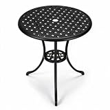 Hapterouse Gartentisch Aus Aluminiumguss Mit Lilienmuster Schwarz 23,6 Zoll