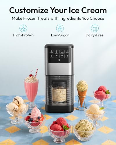 Image of EUHOMY 7-in-1 Ice Cream Maker, 2 Pints for Gelato, Sorbet & Milkshakes