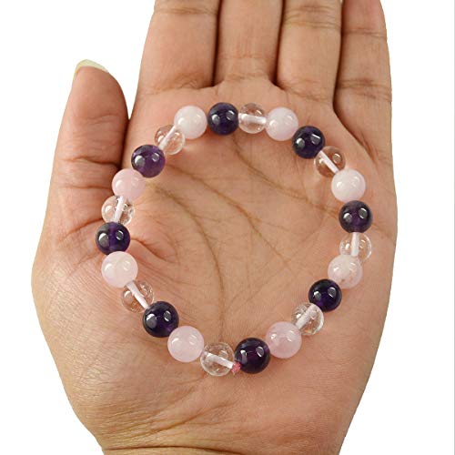 Image of Reiki Crystal Products Natural Crystal Stone 8 mm Round Bead Bracelet for Men & Women | Stretchable Gemstone Bracelet for Meditation, Yoga, Reiki & Daily Wear