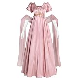 NSPSTT Pink Regency Dress for Women Empire Waist Ball Gown with Gloves,Size XL